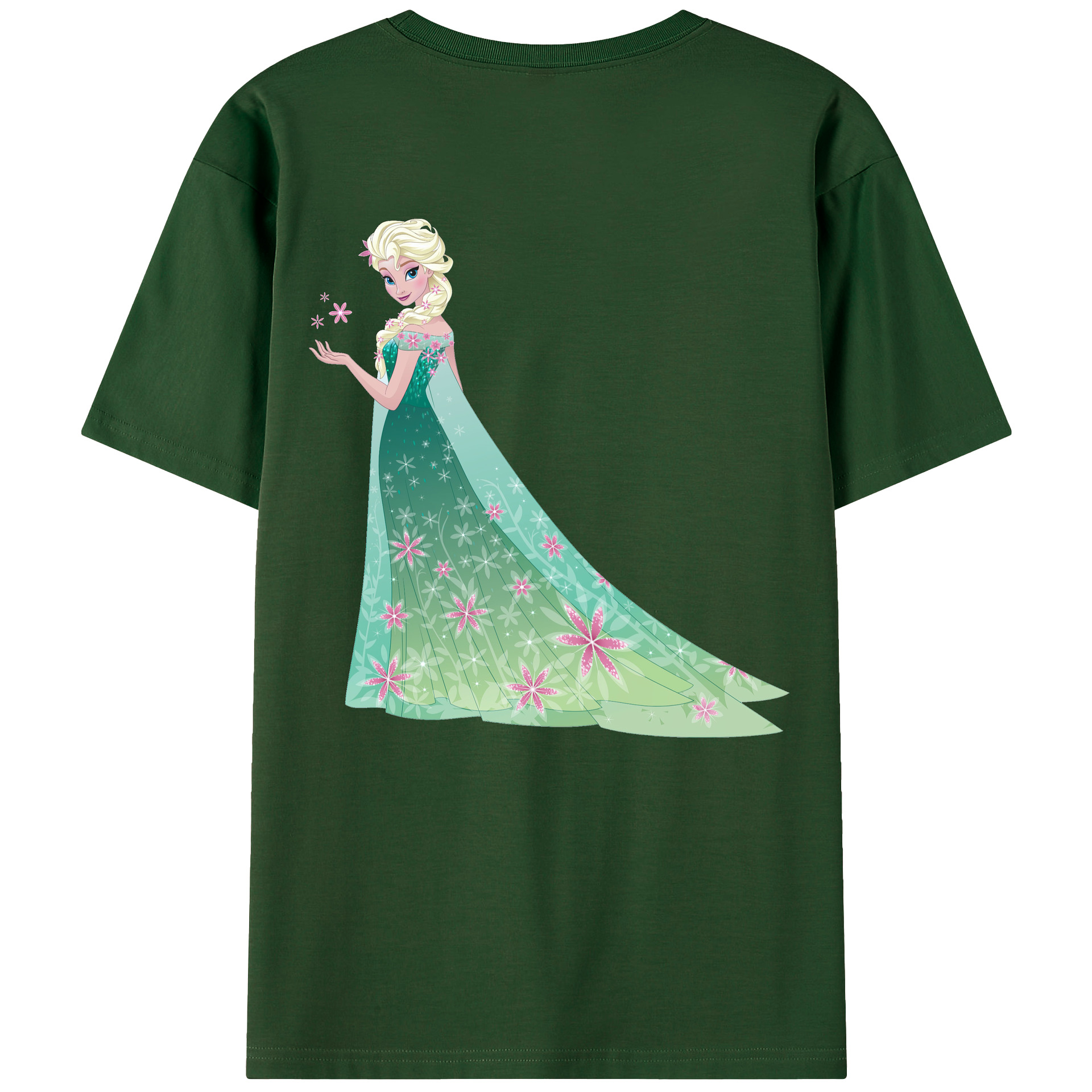 （画像用） アナと雪の女王 アンナ エルサ Frozen Anna Elsa 綿100％半袖Tシャツ（背面プリント）